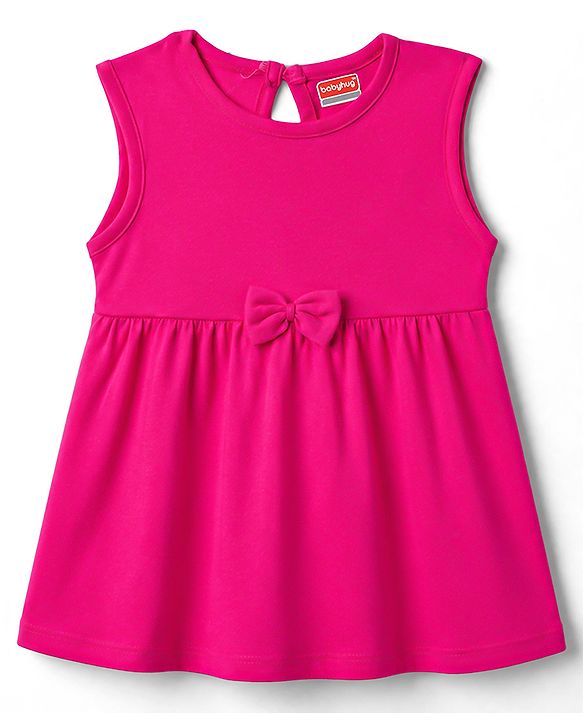 Babyhug Single Jersey Knit Sleeveless Frocks with Floral Print & Bow Applique Pack of 2 - Multicolor