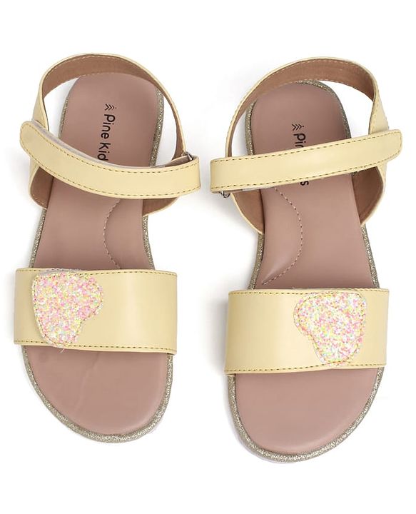 Pine Kids Velcro Closure Sandals with Heart Patch - Blue