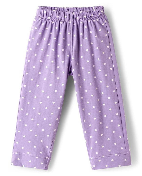 Babyhug Disney Single Jersey Knit Full Sleeves Co-ords Shirt & Pajama Night Suit with Marie Print - Lavender