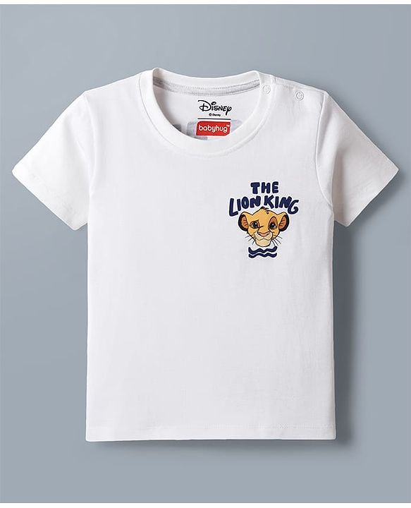 Babyhug Disney Single Jersey Knit Half Sleeves T-Shirt & Shorts Set With Front & Back Lion King Graphics - Multicolor