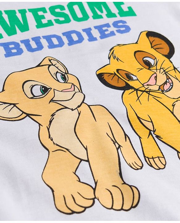 Babyhug Disney Single Jersey Knit Full Raglan Sleeves T-Shirt & Pyjama Night Suit with Lion King Graphics - Multicolor