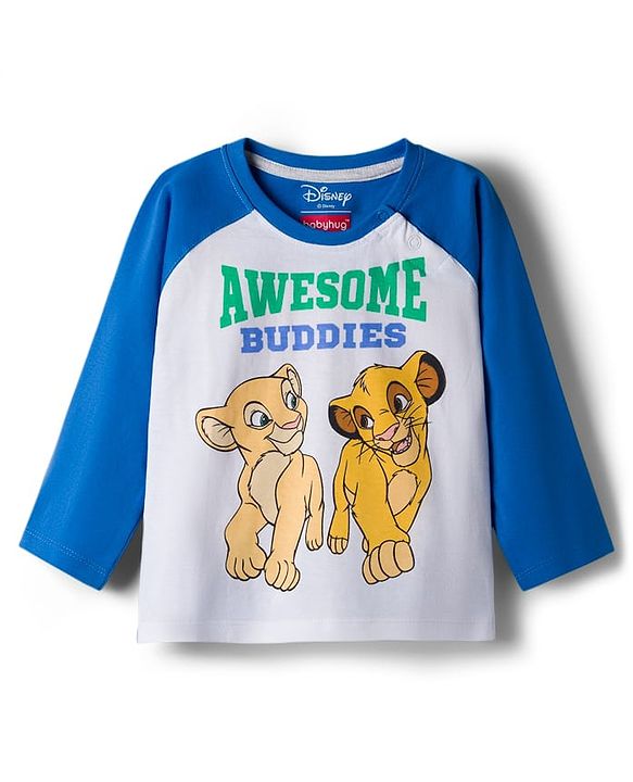 Babyhug Disney Single Jersey Knit Full Raglan Sleeves T-Shirt & Pyjama Night Suit with Lion King Graphics - Multicolor
