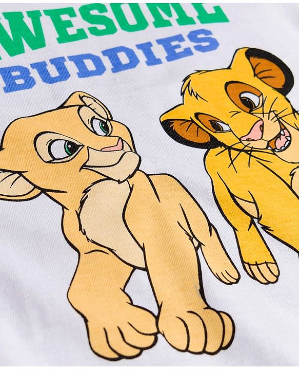 Babyhug Disney Single Jersey Knit Full Raglan Sleeves T-Shirt & Pyjama Night Suit with Lion King Graphics - Multicolor