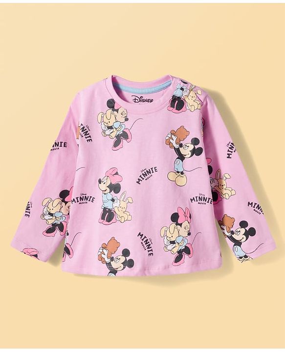 Babyhug Disney Single Jersey Knit Full Sleeves T-Shirt & Pyjama Night-Suit With Minnie Mouse Graphics Pack of 2 - Multicolor