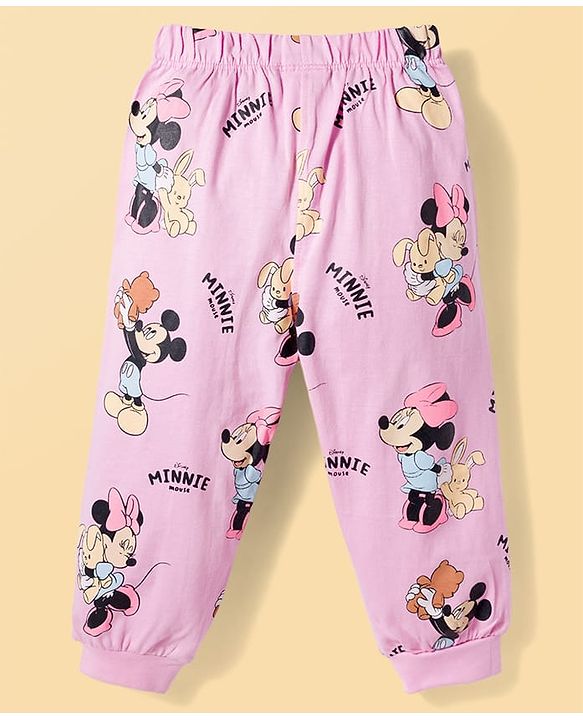 Babyhug Disney Single Jersey Knit Full Sleeves T-Shirt & Pyjama Night-Suit With Minnie Mouse Graphics Pack of 2 - Multicolor
