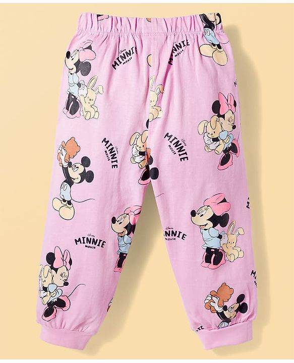 Babyhug Disney Single Jersey Knit Full Sleeves T-Shirt & Pyjama Night-Suit With Minnie Mouse Graphics Pack of 2 - Multicolor