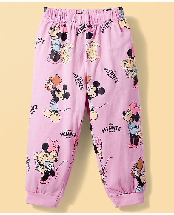 Babyhug Disney Single Jersey Knit Full Sleeves T-Shirt & Pyjama Night-Suit With Minnie Mouse Graphics Pack of 2 - Multicolor