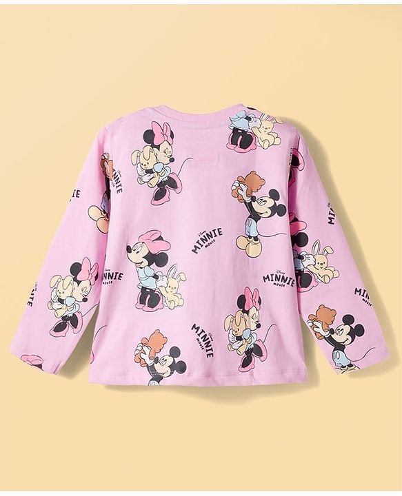 Babyhug Disney Single Jersey Knit Full Sleeves T-Shirt & Pyjama Night-Suit With Minnie Mouse Graphics Pack of 2 - Multicolor