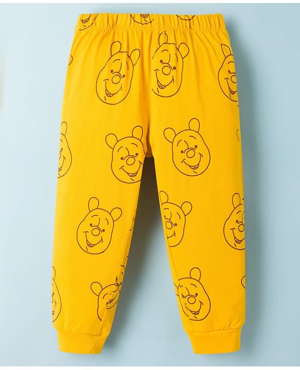 Babyhug Disney Single Jersey Knit Full Sleeves T-Shirt & Pyjama Night Suit With Winnie Graphics - White & Yellow