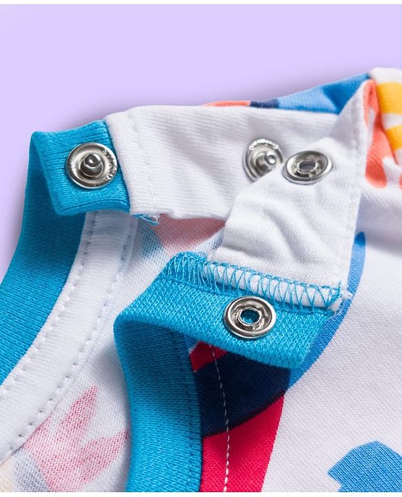 Babyhug Cotton Knit Half Sleeves Co-ords T-Shirt & Pajama Night Suit with Dino Print - Multicolor