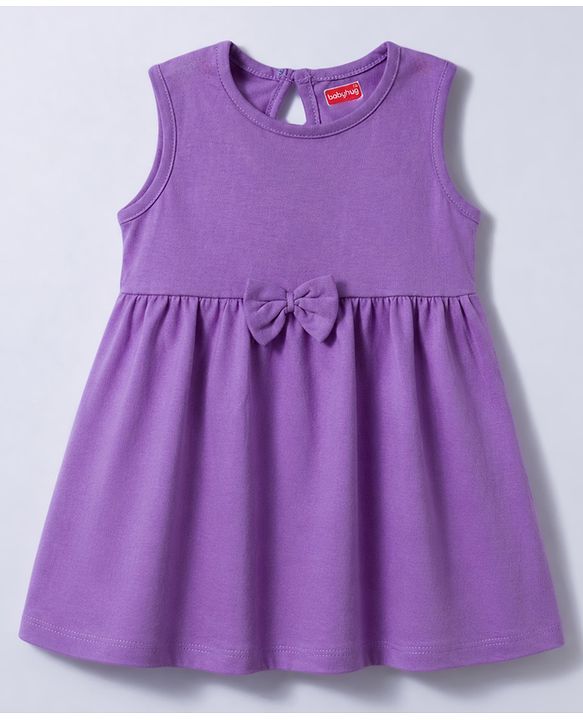 Babyhug 100% Cotton Knit Sleeveless Floral Printed Frock With Bow Applique Pack Of 2 - Multicolor