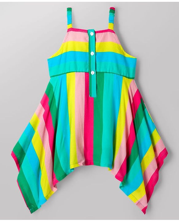 Babyhug Cotton Woven Striped Dress with Full Sleeves Jacket - Multicolor