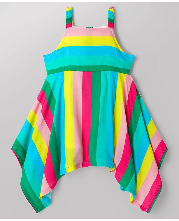 Babyhug Cotton Woven Striped Dress with Full Sleeves Jacket - Multicolor