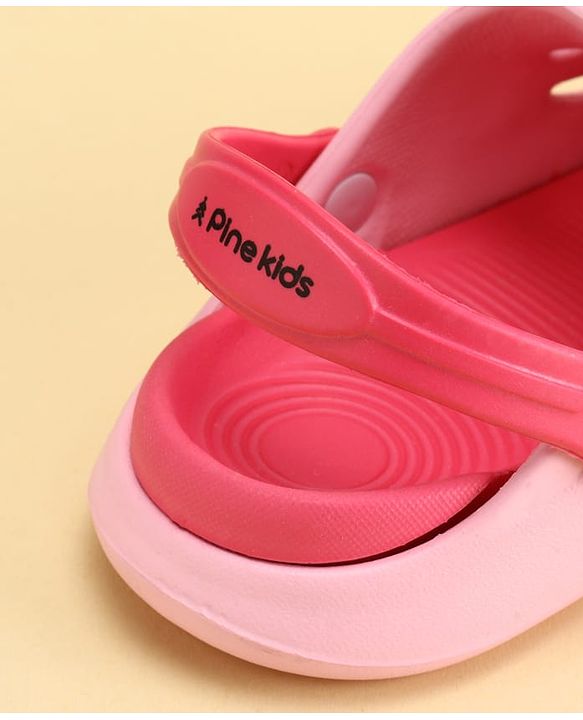 Pine Kids Back Strap Closure Solid Colour Clogs - Pink