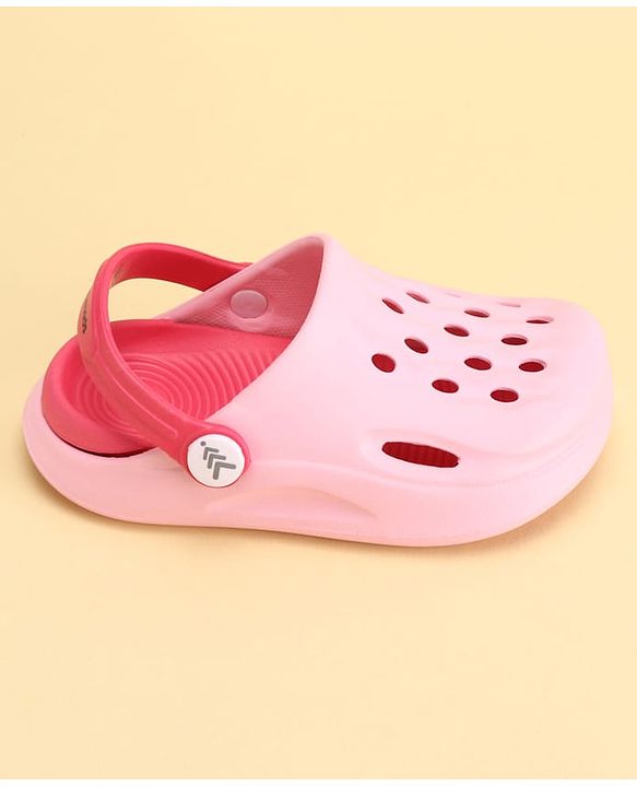 Pine Kids Back Strap Closure Solid Colour Clogs - Pink
