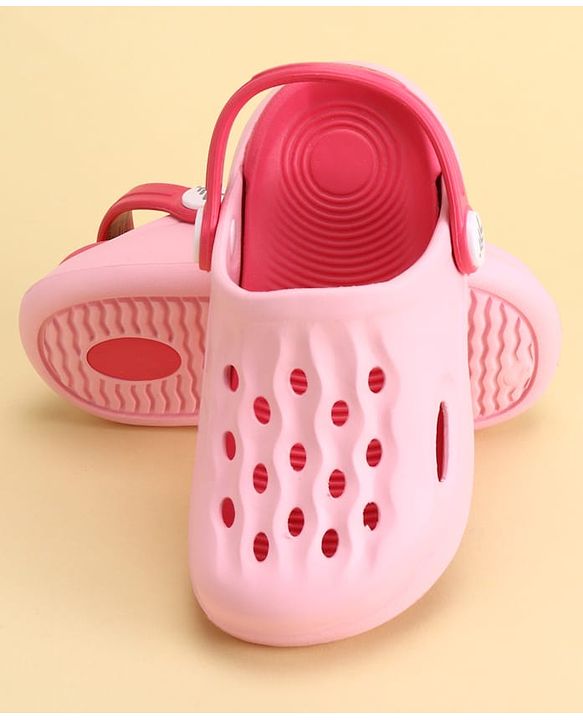 Pine Kids Back Strap Closure Solid Colour Clogs - Pink