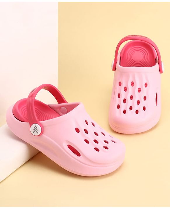 Pine Kids Back Strap Closure Solid Colour Clogs - Pink