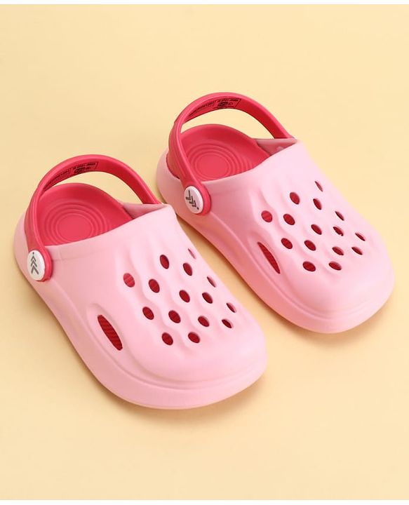 Pine Kids Back Strap Closure Solid Colour Clogs - Pink