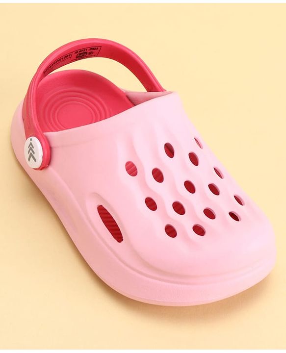 Pine Kids Back Strap Closure Solid Colour Clogs - Pink