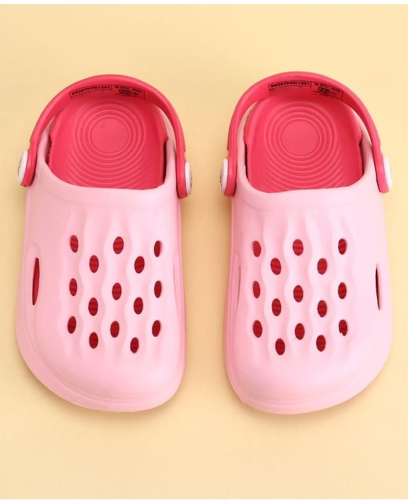 Pine Kids Back Strap Closure Solid Colour Clogs - Pink