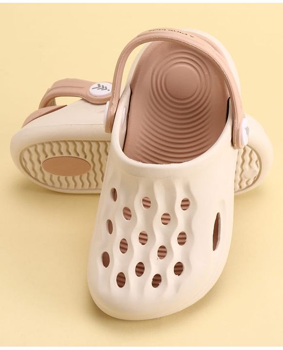Pine Kids Back Strap Closure Solid Colour Clogs - Beige & Peach