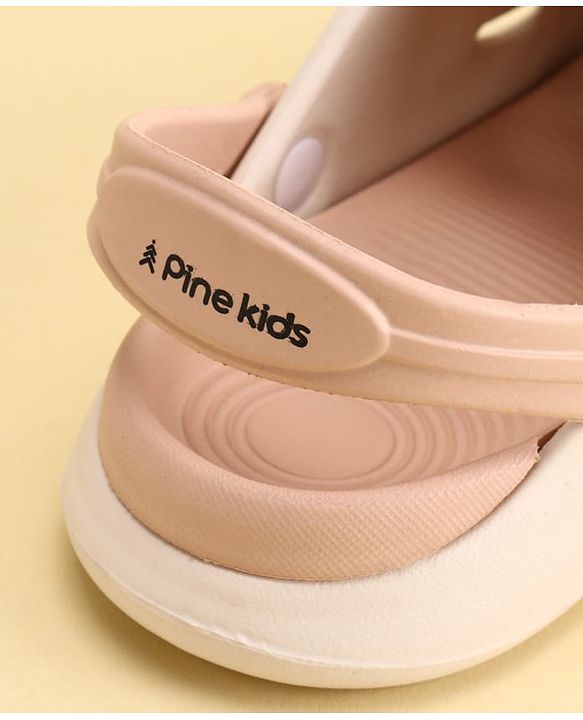 Pine Kids Back Strap Closure Solid Colour Clogs - Beige & Peach