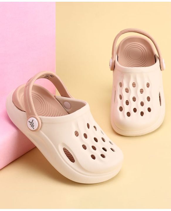 Pine Kids Back Strap Closure Solid Colour Clogs - Beige & Peach
