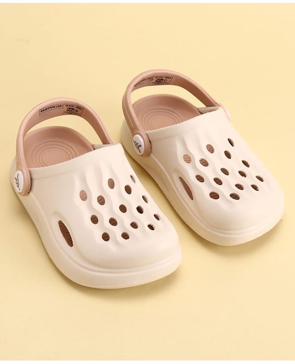 Pine Kids Back Strap Closure Solid Colour Clogs - Beige & Peach