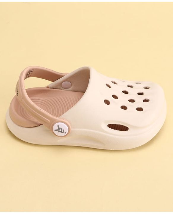 Pine Kids Back Strap Closure Solid Colour Clogs - Beige & Peach