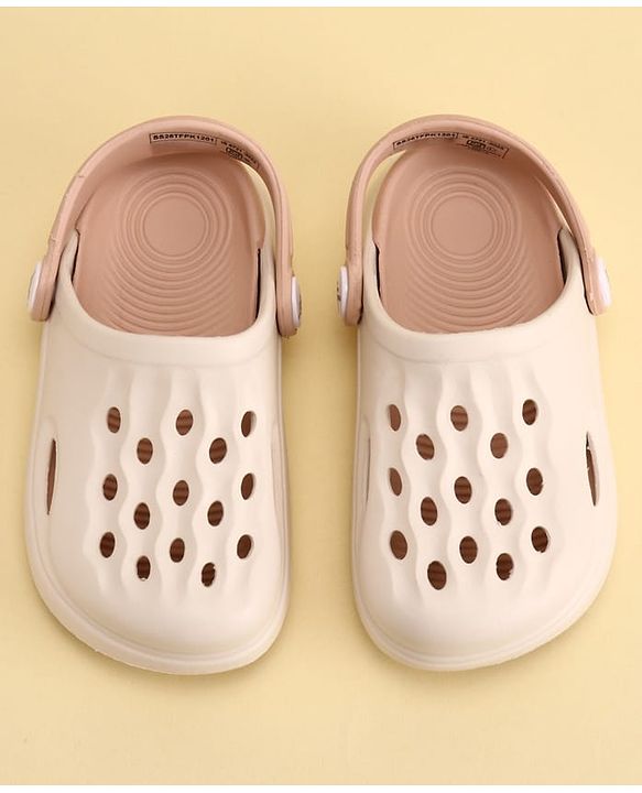 Pine Kids Back Strap Closure Solid Colour Clogs - Beige & Peach