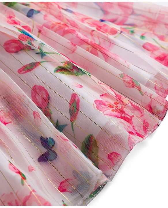 Babyhug Cotton Woven Frill Sleeves Frock With Floral Print - Pink