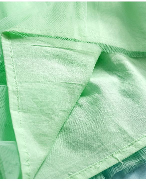 Babyhug Cotton Woven Sleeveless A Line Frock with Lace Detailing - Sea Green