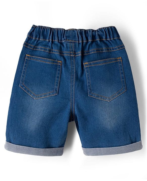 Babyhug Single Jersey Knit Half Sleeves T-Shirt & Denim Shorts Set With Animal Print - Multicolor