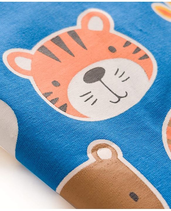 Babyhug Single Jersey Knit Half Sleeves T-Shirt & Denim Shorts Set With Animal Print - Multicolor