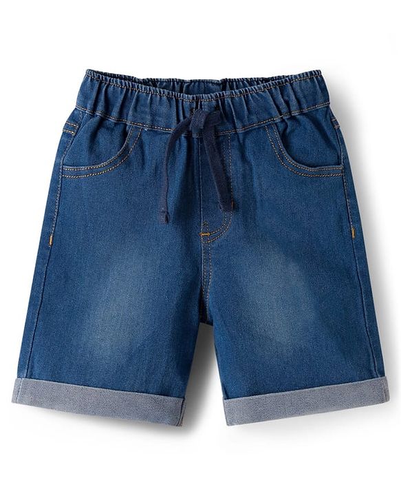 Babyhug Single Jersey Knit Half Sleeves T-Shirt & Denim Shorts Set With Animal Print - Multicolor