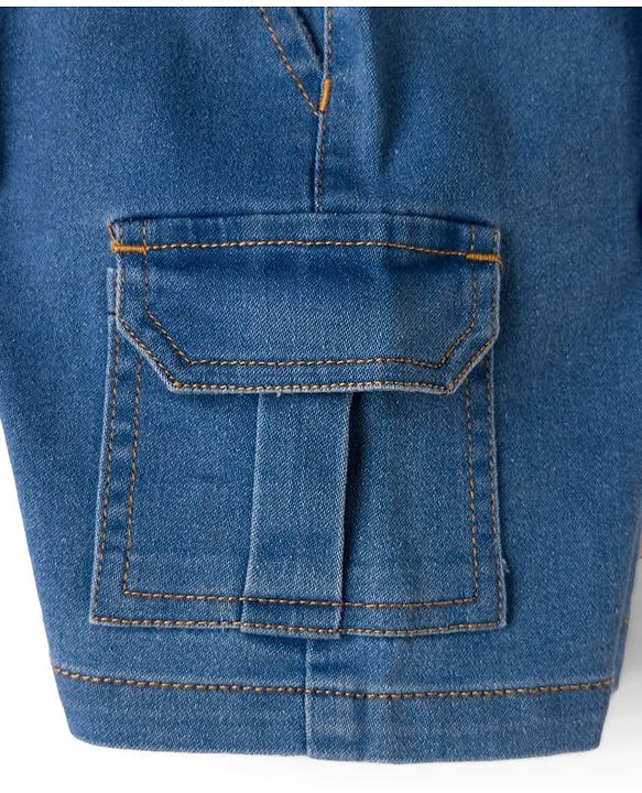 Babyhug Single Jersey Knit Sleeveless Alphabet Printed T-Shirt & Denim Shorts Set - Green & Blue