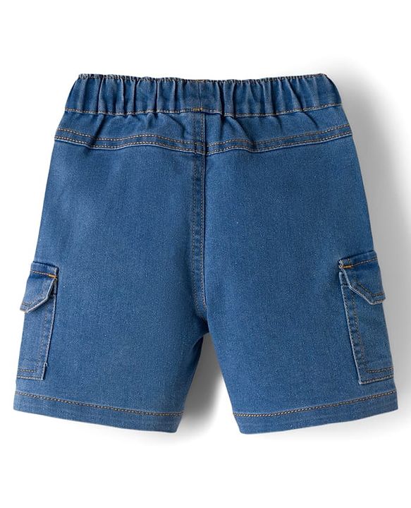 Babyhug Single Jersey Knit Sleeveless Alphabet Printed T-Shirt & Denim Shorts Set - Green & Blue