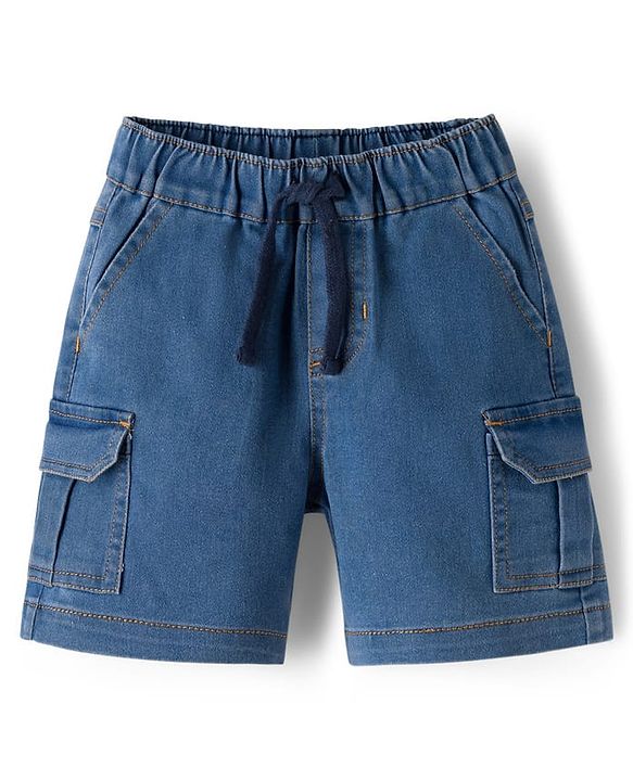 Babyhug Single Jersey Knit Sleeveless Alphabet Printed T-Shirt & Denim Shorts Set - Green & Blue