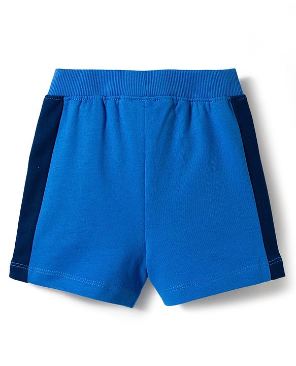Babyhug Cotton Terry Knit Mid Thigh Cut N Sew Text Printed Shorts - Blue