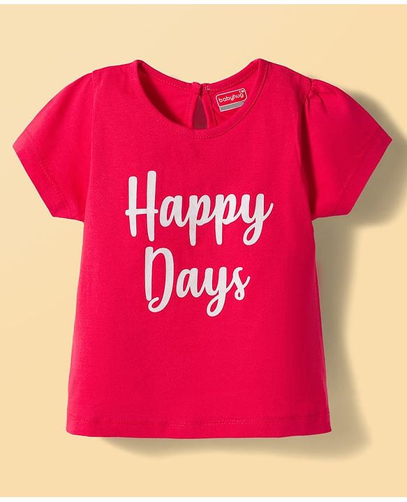 Babyhug 100% Cotton Knit Half Sleeves T-Shirts with Floral & Hearts Graphics Pack of 5 - Multicolor