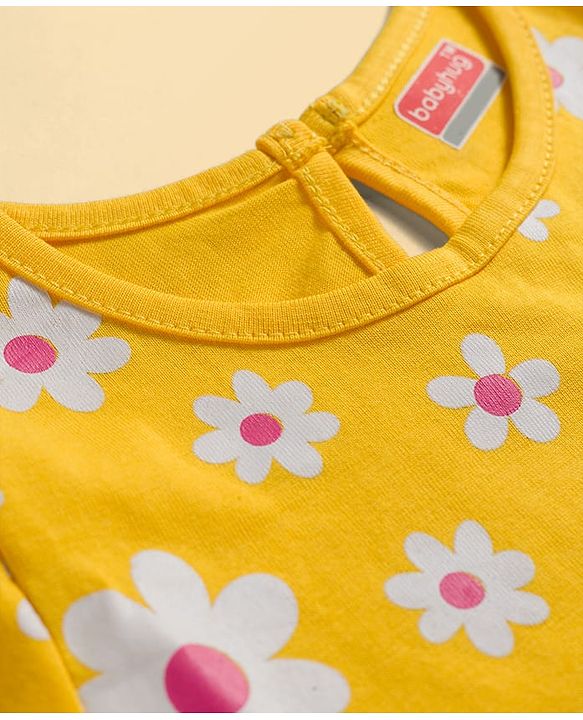 Babyhug 100% Cotton Knit Half Sleeves T-Shirts with Floral & Hearts Graphics Pack of 5 - Multicolor
