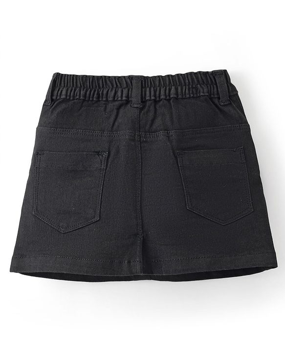 Babyhug Mid Thigh Length Solid Color Denim Skirt - Black
