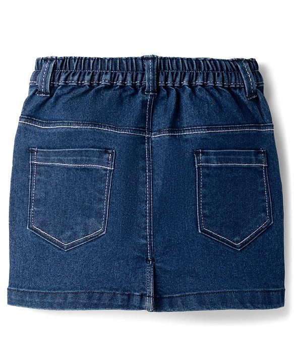 Babyhug Mid Thigh Length Solid Color Denim Skirt - Black