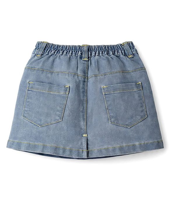 Babyhug Mid Thigh Length Solid Color Denim Skirt - Black