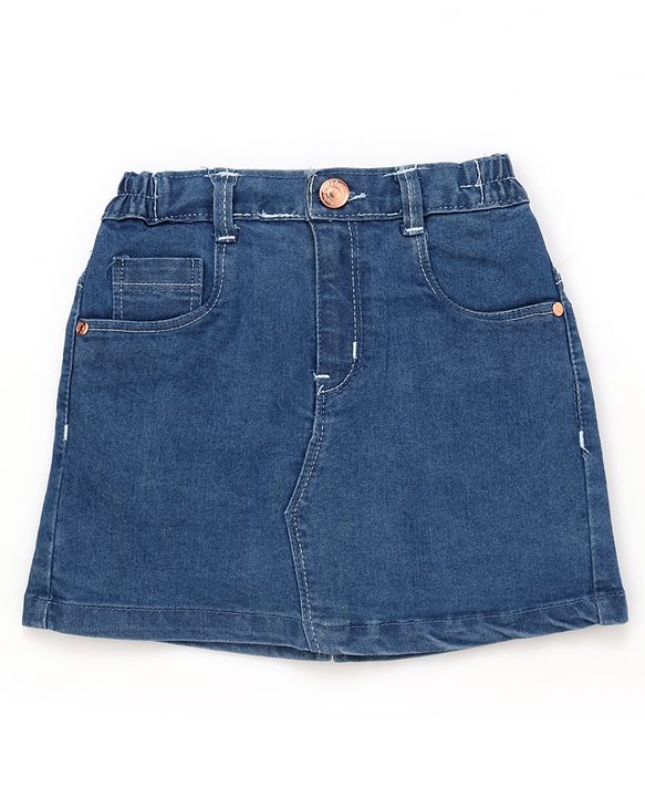 Babyhug Mid Thigh Length Solid Color Denim Skirt - Black