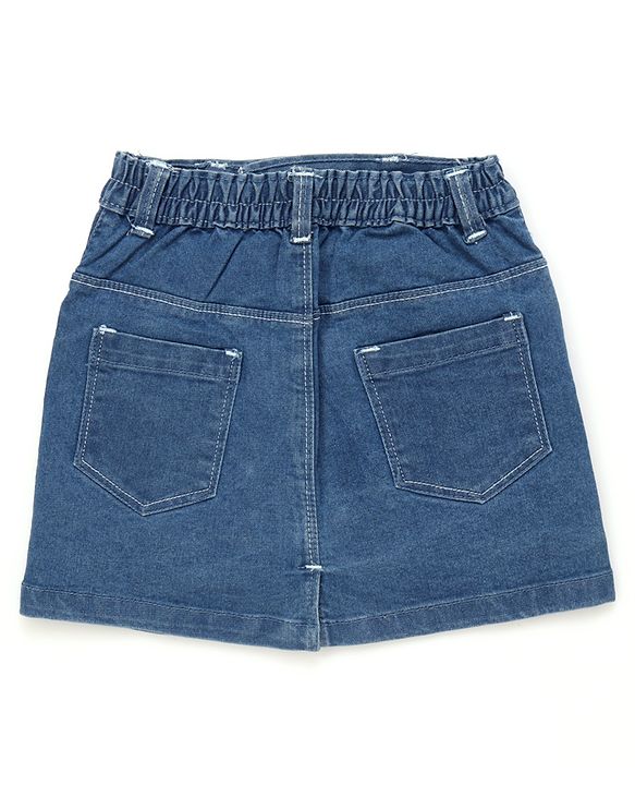 Babyhug Mid Thigh Length Solid Color Denim Skirt - Black