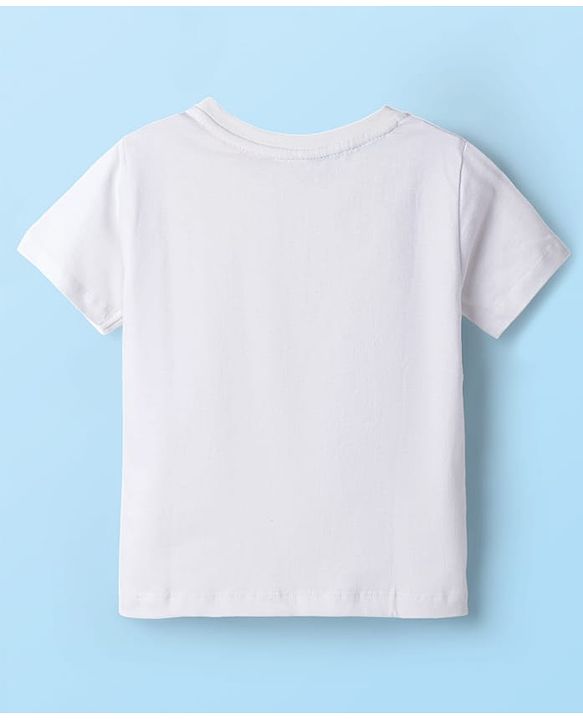 Babyhug Single Jersey Knit Half Sleeves T-Shirt & Shorts Set with Leaf Print - White