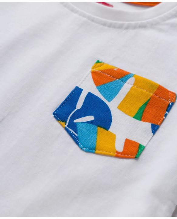 Babyhug Single Jersey Knit Half Sleeves T-Shirt & Shorts Set with Leaf Print - White