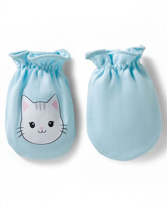 Babyhug 100% Cotton Knit Mittens With Animal Print Pack of 3 - Multicolor