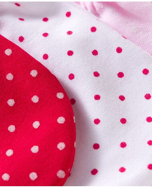 Babyhug 100% Cotton Knit Solid & Polka Dots Printed Mittens Pack Of 3 - Multicolour